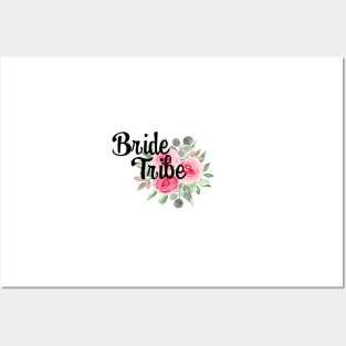 Bride Tribe pink watercolor florals handlettered Posters and Art